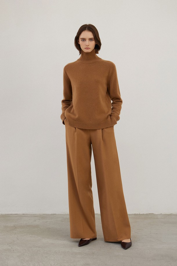 MARE DI MARI - 스웨터 - Cashmere Side Slit Knit Pullover Camel