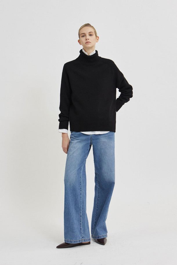 MARE DI MARI - 스웨터 - Cashmere Side Slit Knit Pullover Black