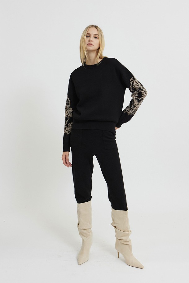 MARE DI MARI - 스웨터 - Jacquard Point Knit Pullover Black