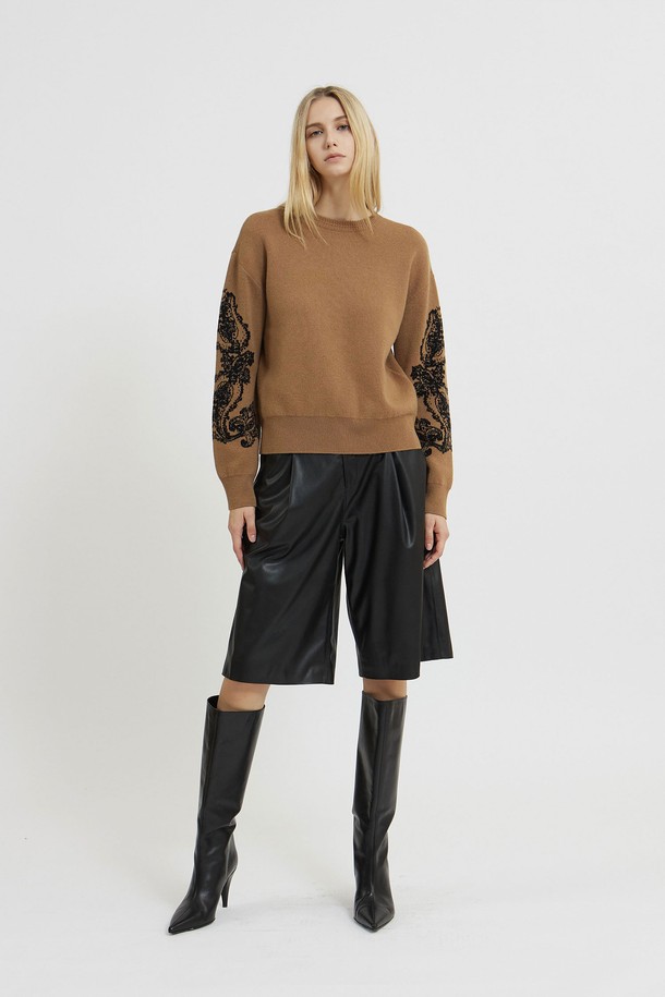 MARE DI MARI - 스웨터 - Jacquard Point Knit Pullover Camel