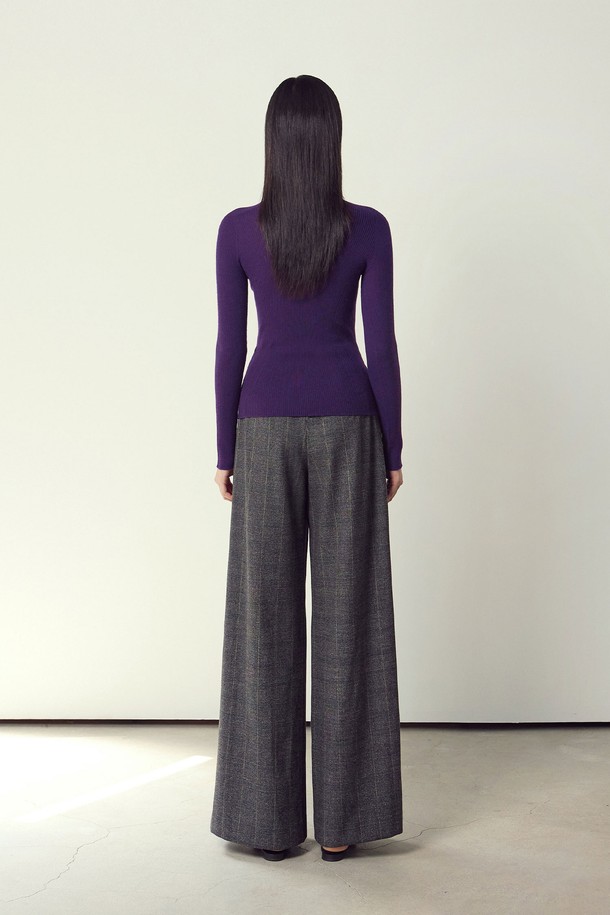 MARE DI MARI - 롱/미디팬츠 - Check Wide Leg Pants Blue