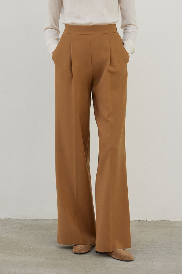 MARE DI MARI - 롱/미디팬츠 - Wool Blend Wide Leg Pants Camel