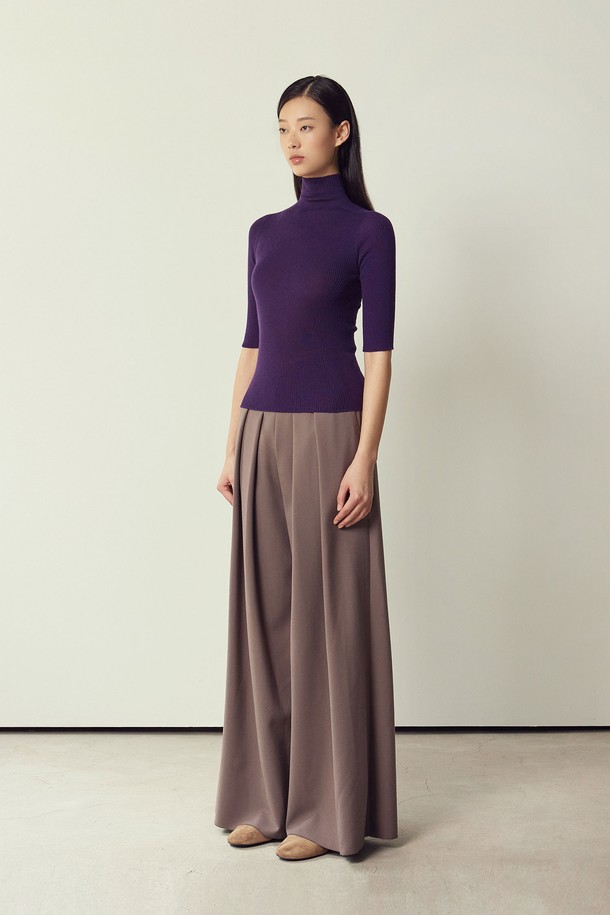 MARE DI MARI - 터틀넥 - Wholegarment Mock-neck Half Sleeve Knit Top Violet