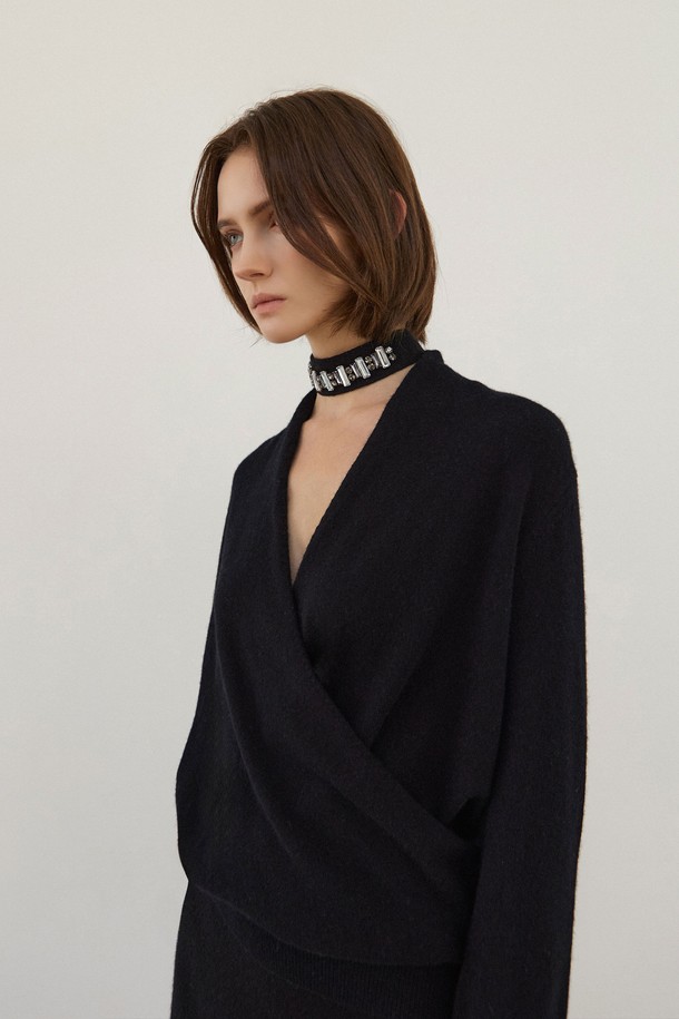 MARE DI MARI - 스카프/머플러 - Cashmere & Glass Bead Choker Black