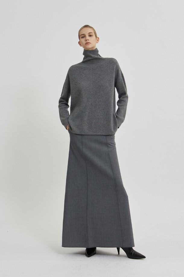 MARE DI MARI - 스웨터 - Line Trimming Turtle-neck Knit Top Grey