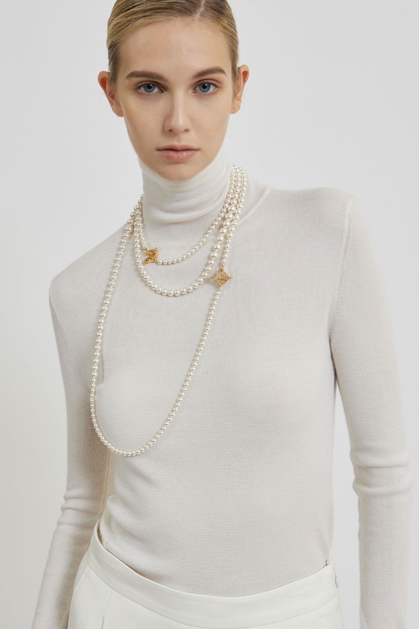 MARE DI MARI - 목걸이 - Signature M Logo Pearl Long Necklace White