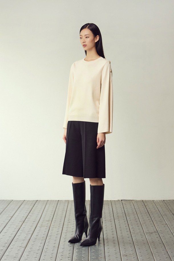 MARE DI MARI - 스웨터 - Button Detail Split Sleeve Knit Pullover Cream