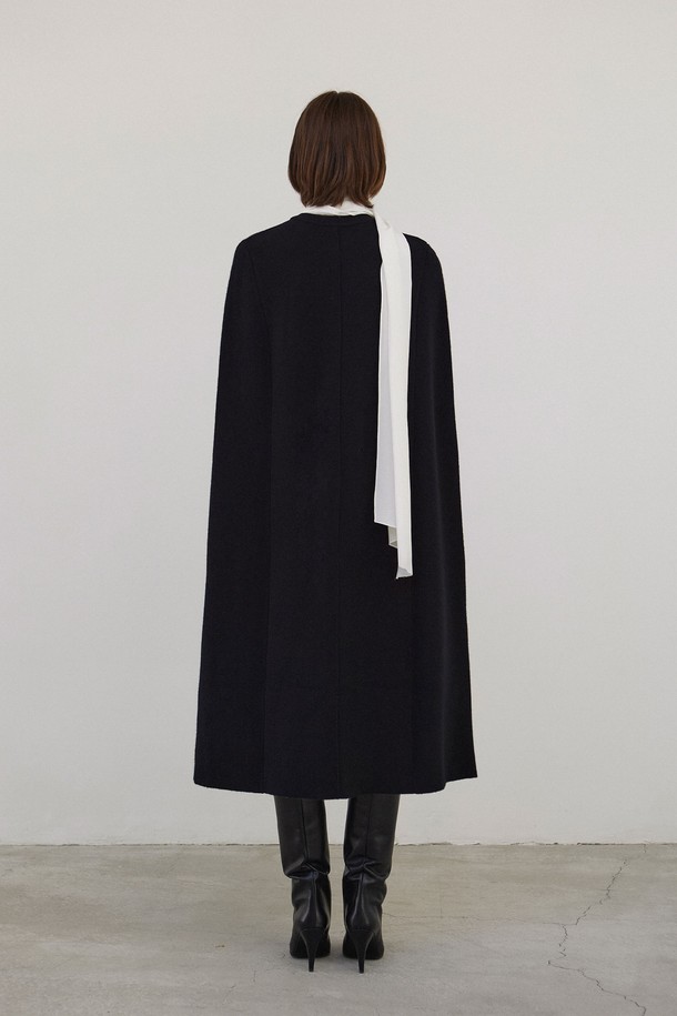 MARE DI MARI - 가디건 - Knit Cape Long Coat Black