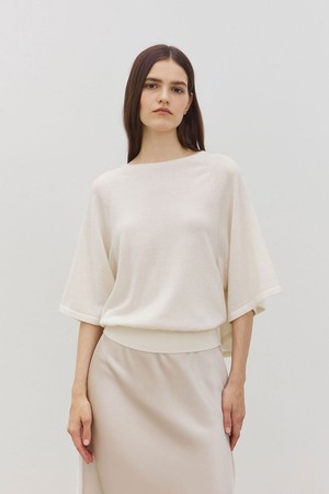 Layered Detail Cape Knit Top Ivory