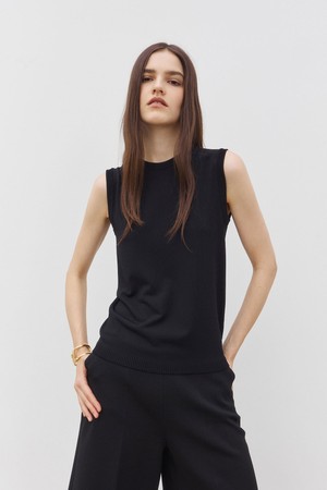 Wholegarment Sleeveless Knit Top Black