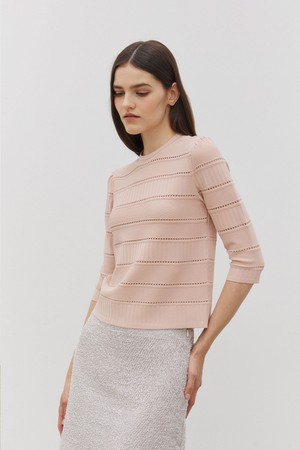 Crochet-effect knit Top Peach