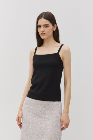 Square Neck knit Sleeveless Black