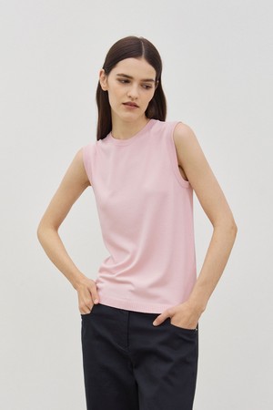 Wholegarment Sleeveless Knit Top Pink