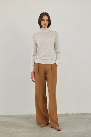 Wool Blend Wide Leg Pants Camel