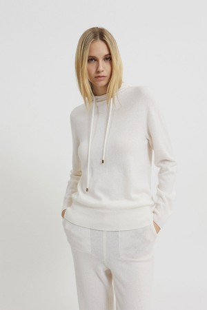 Cashmere 100% Hooded Knit Ivory