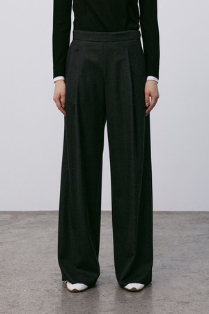 Wool Blend Wide Leg Pants Charcoal