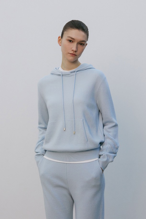 MARE DI MARI - 스웨터 - M Logo Embroidery Hoodie Knit Top Blue