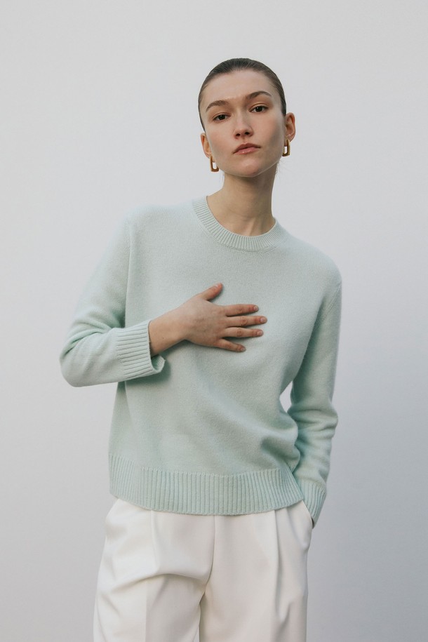 MARE DI MARI - 스웨터 - Cashmere 100% Crewneck knit Top Mint