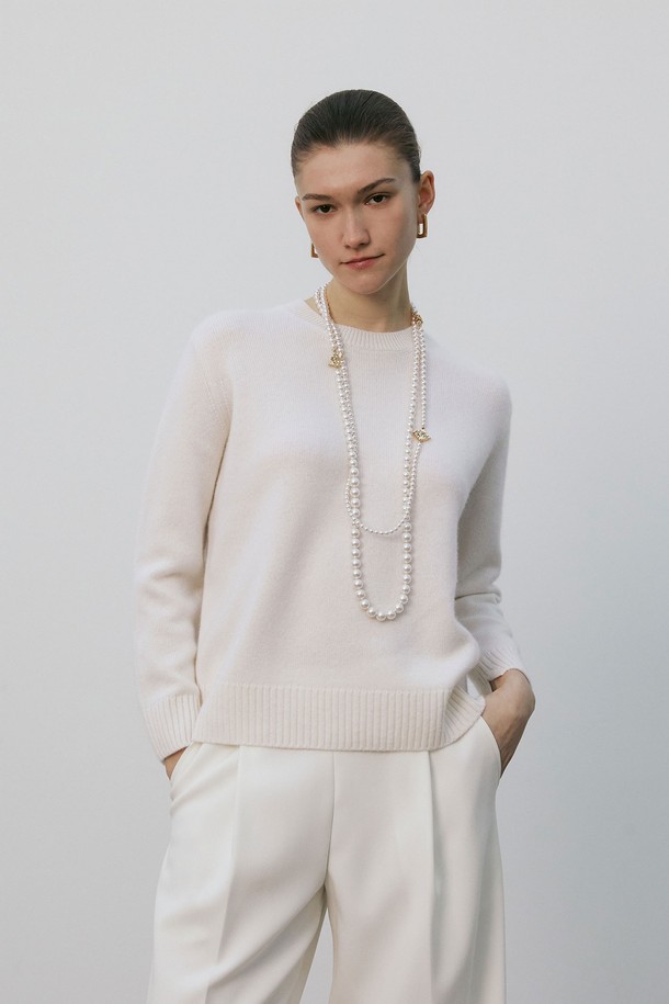 MARE DI MARI - 스웨터 - Cashmere 100% Crewneck knit Top Ivory