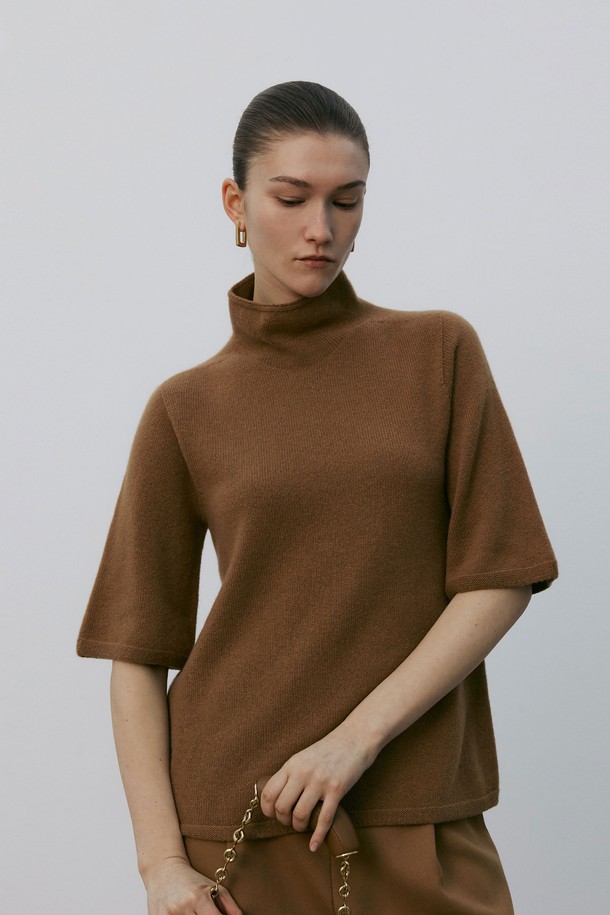 MARE DI MARI - 스웨터 - Turtleneck Half Sleeve Knit Pullover Camel