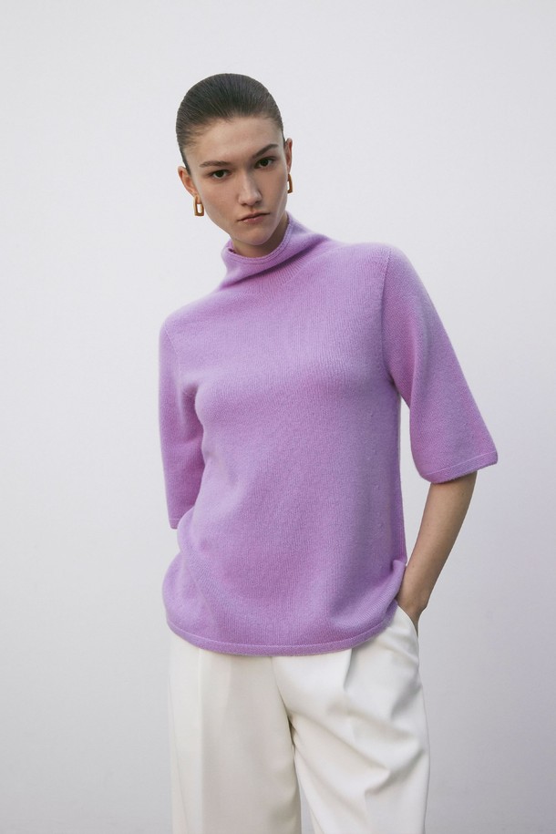 MARE DI MARI - 스웨터 - Turtleneck Half Sleeve Knit Pullover Violet