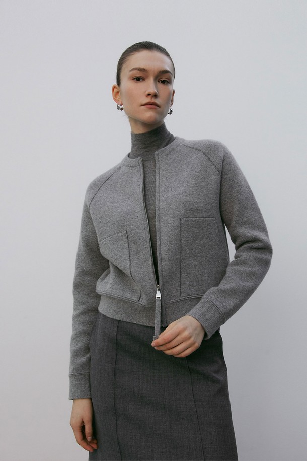 MARE DI MARI - 가디건 - Cashmere Blend Knit Zip-up Cardigan Grey