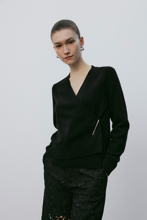 MARE DI MARI - 가디건 - Cashmere 100% Wrap Cardigan Black