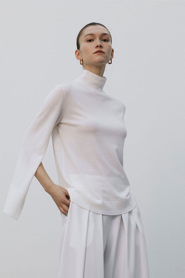 MARE DI MARI - 스웨터 - Split Sleeve High-neck knit Cape Pullover Ivory