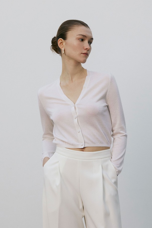 MARE DI MARI - 가디건 - Silk Cashmere Cropped Knit Cardigan Ivory