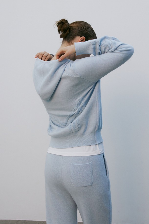 MARE DI MARI - 스웨터 - M Logo Embroidery Hoodie Knit Top Blue