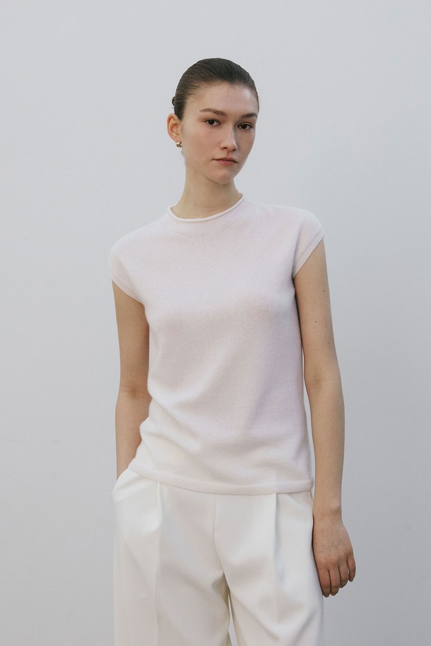 MARE DI MARI - 터틀넥 - Cashmere 100% Mock Neck Sleeveless Knit Top Ivory