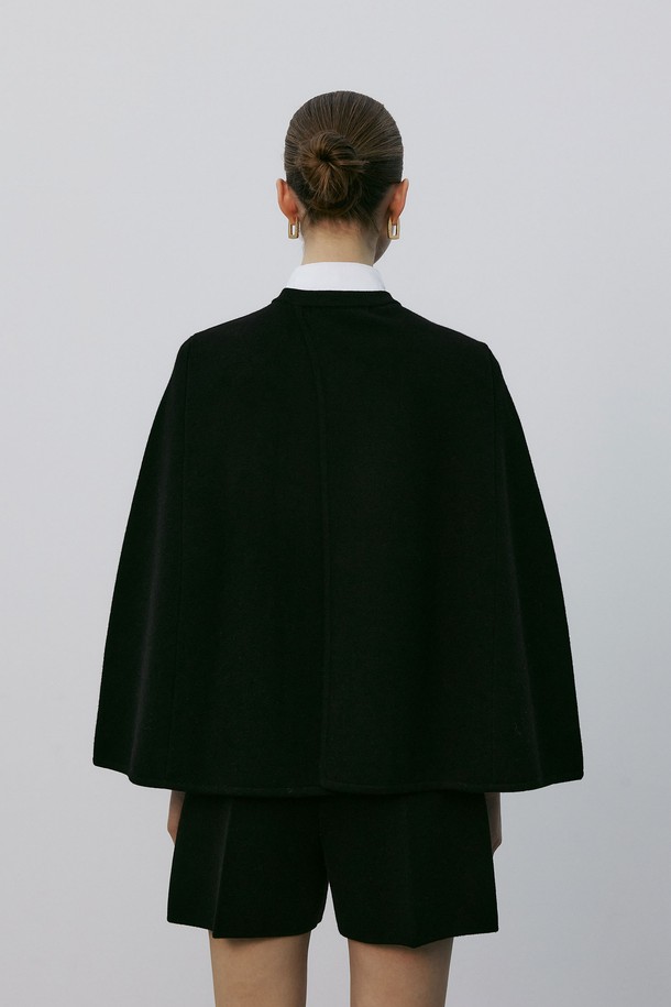 MARE DI MARI - 가디건 - Gold Button Knit Cape Cardigan Black