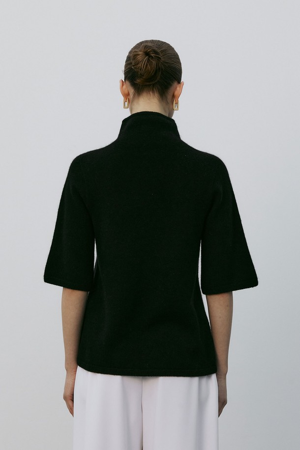 MARE DI MARI - 스웨터 - Turtleneck Half Sleeve Knit Pullover Black