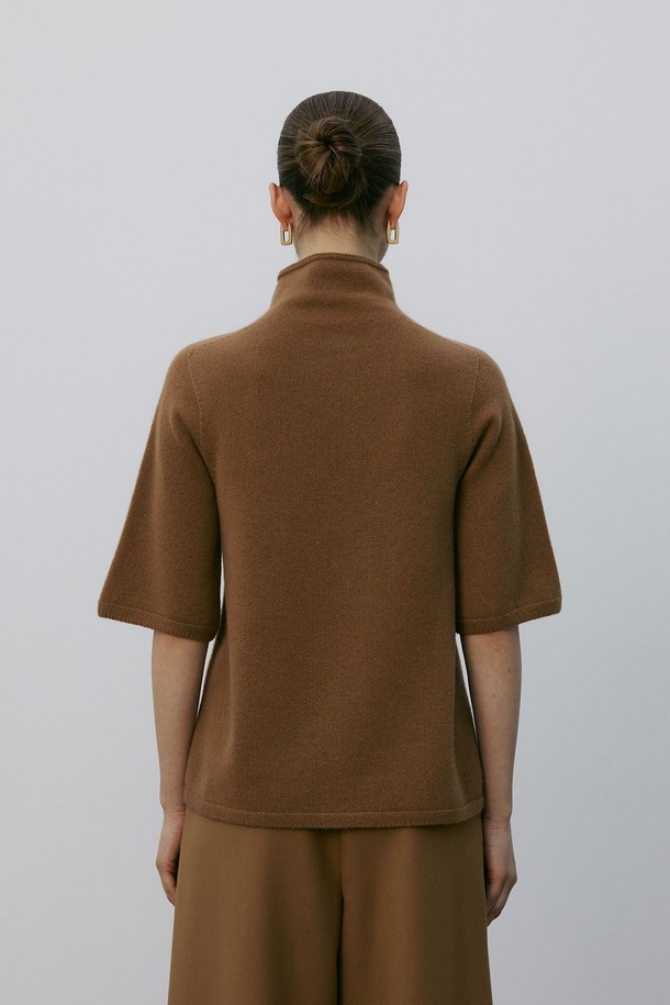 MARE DI MARI - 스웨터 - Turtleneck Half Sleeve Knit Pullover Camel