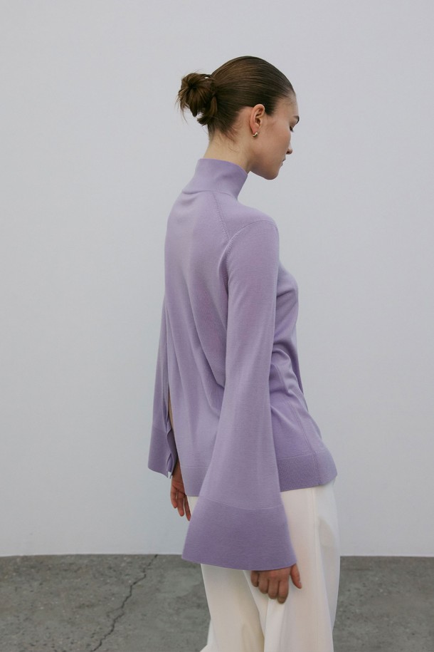 MARE DI MARI - 스웨터 - Split Sleeve High-neck knit Cape Pullover Violet