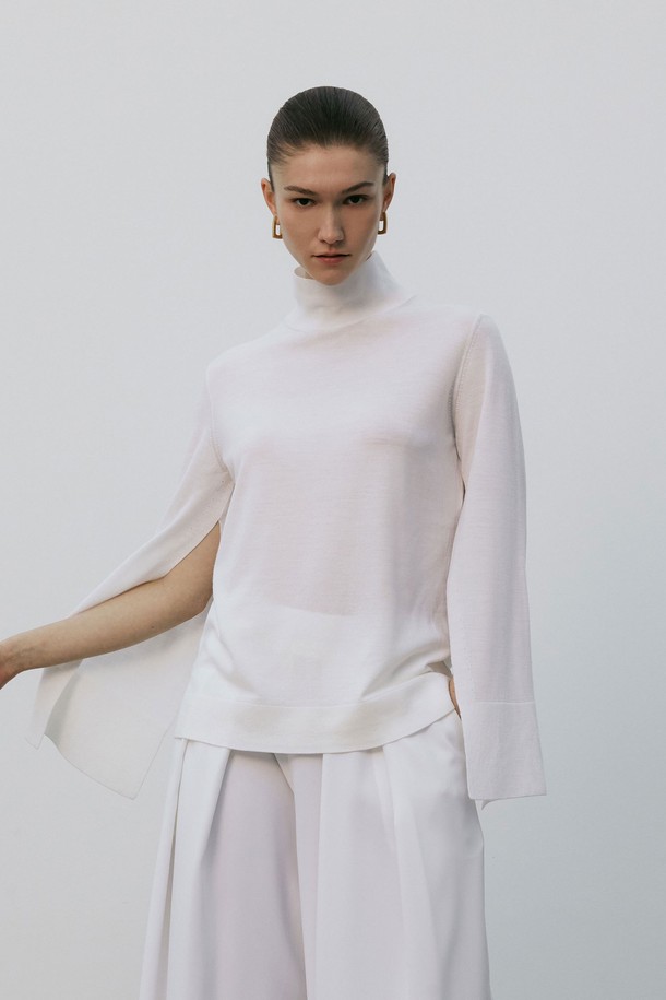 MARE DI MARI - 스웨터 - Split Sleeve High-neck knit Cape Pullover Ivory