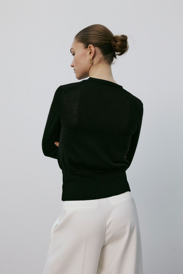 MARE DI MARI - 가디건 - Silk Cashmere Cropped Knit Cardigan Black