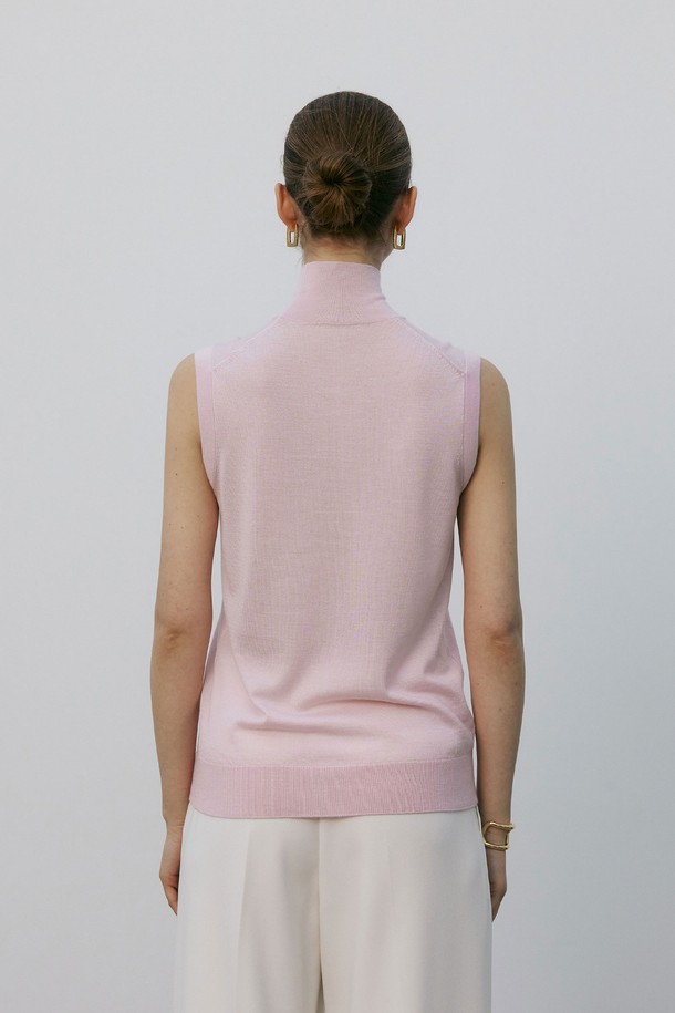 MARE DI MARI - 터틀넥 - Silk Cashmere High Neck Sleeveless Knit Top Light Pink