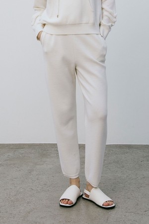 Relaxed Fit Knit Jogger Pants Ivory