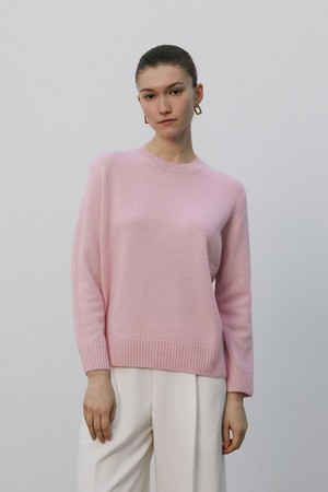 Cashmere 100% Crewneck knit Top Pink