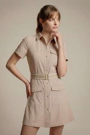 [여성] 피닉스 벨티드 셔츠 드레스 - 샌드(356)_BEIGE-a