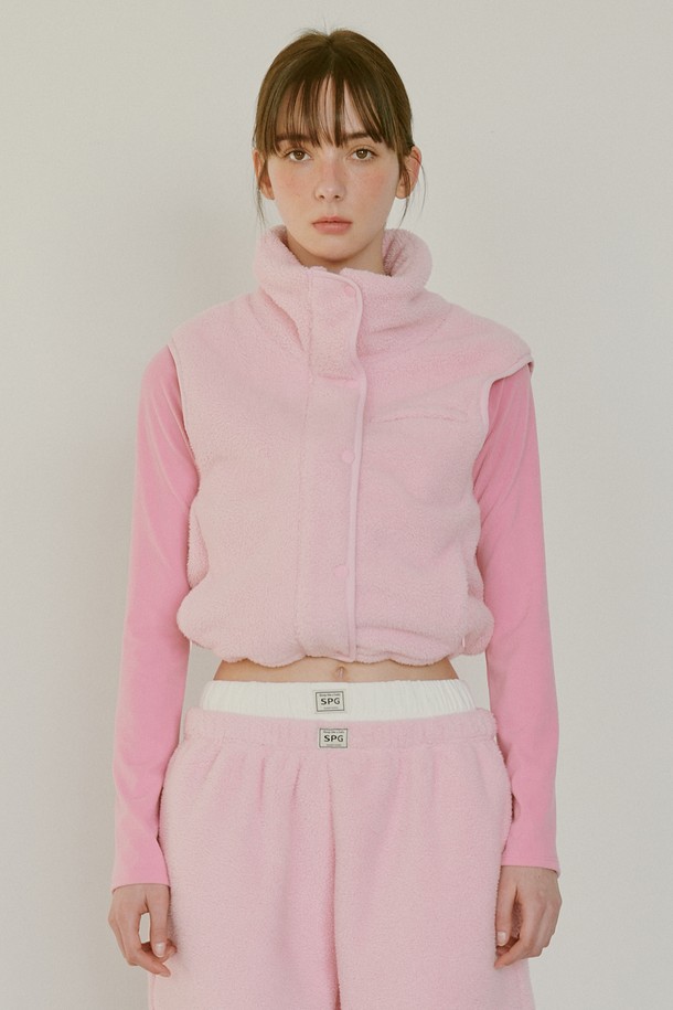 SLEEPYGOM - 베스트 - Pink cloud fleece vest