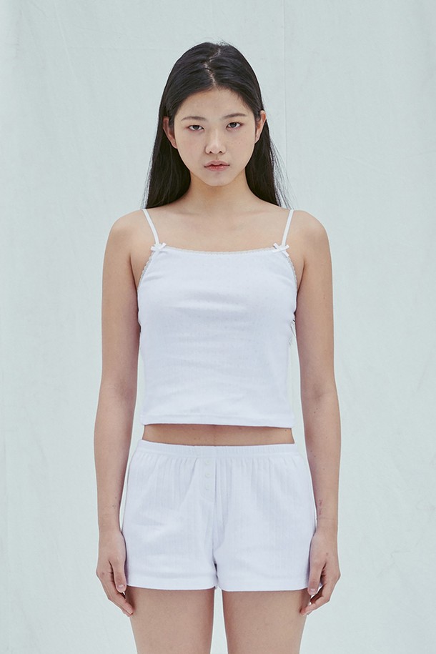 SLEEPYGOM - 민소매티셔츠 - Pure White  Camisole