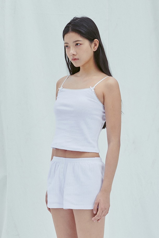 SLEEPYGOM - 민소매티셔츠 - Pure White  Camisole