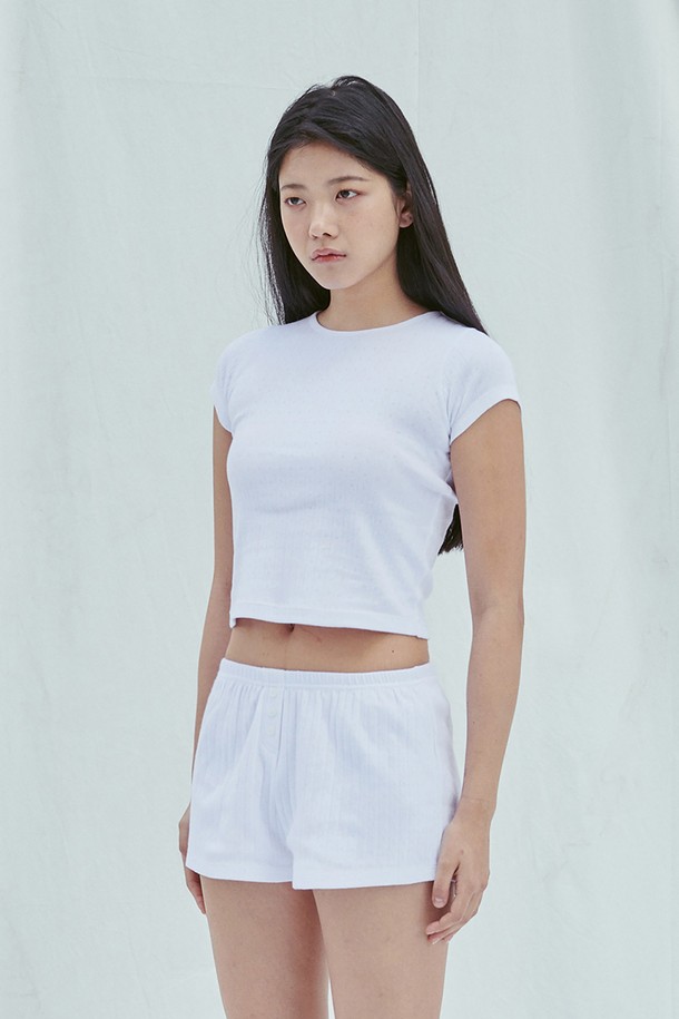 SLEEPYGOM - 반소매 티셔츠 - Pure White Short Sleeve T