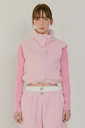 Pink cloud fleece vest