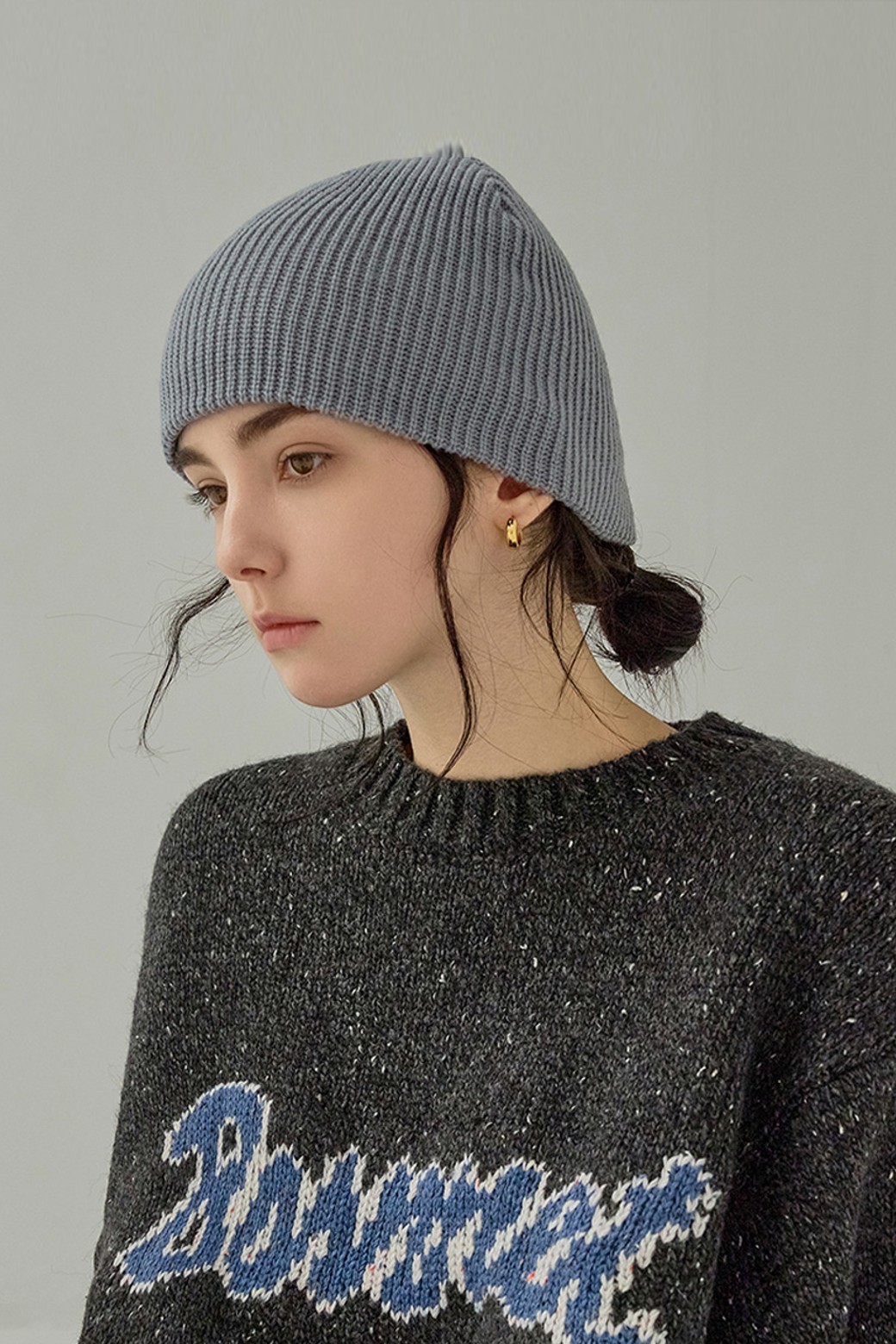 NONANDNON - 모자 - REBBED WOOL KNIT BEANIE (GRAY)
