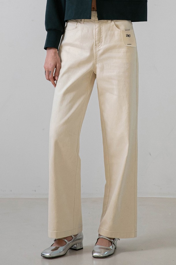 NONANDNON - 롱/미디팬츠 - Butter Standard Cotton Pants (Cream)