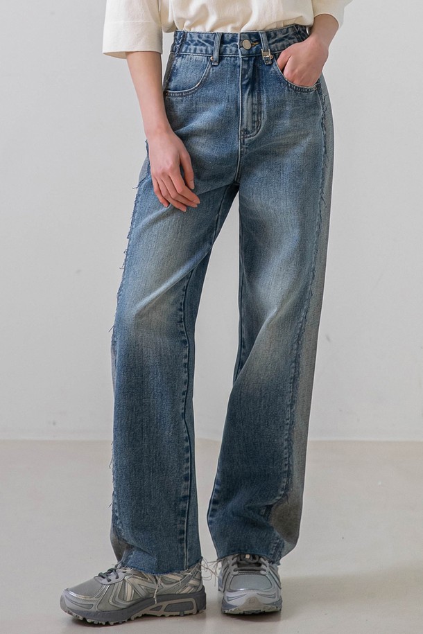 NON AND NON - 데님 - Side Point Denim Pants (Deep blue)