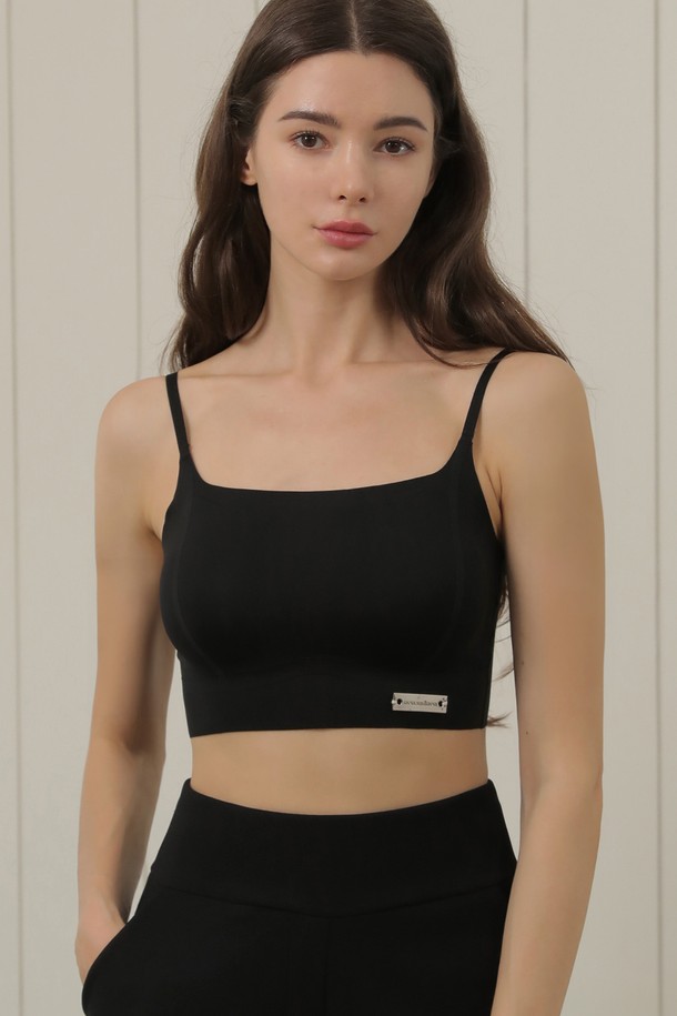 NONANDNON - 반소매 티셔츠 - Comfy Seamless Bra Top (Black)